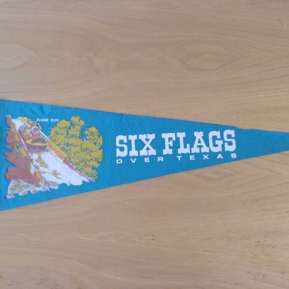 Vintage Six Flags Over Texas Flume Ride Pennant Flag - Picture 2 of 6